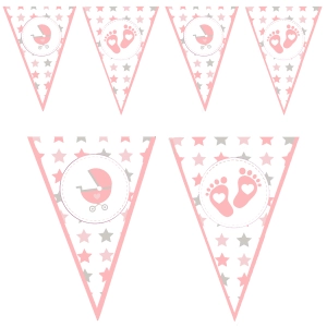 Flagi różowe Baby Shower stópki