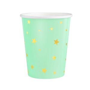 Kubek miętowy w złote gwiazdki 220ml 6szt.
