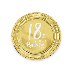 Papierowy talerz 7cali 18th Birthday złoty 6szt