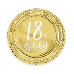 Papierowy talerz 9cali 18th Birthday złoty 6szt