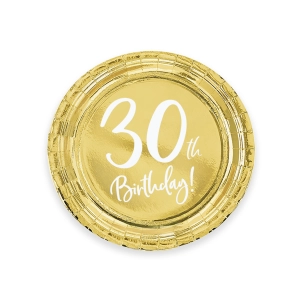 Papierowy talerz 7cali 30th Birthday złoty 6szt