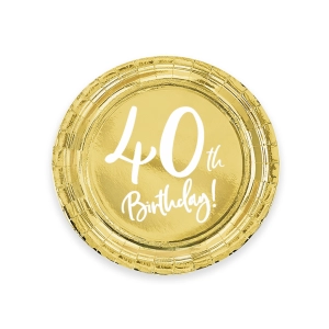 Papierowy talerz 7cali 40th Birthday złoty 6szt