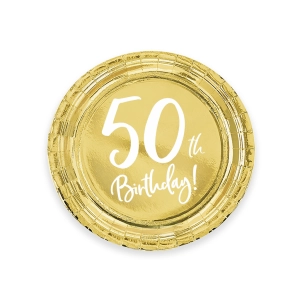 Papierowy talerz 7cali 50th Birthday złoty 6szt