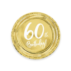 Papierowy talerz 7cali 60th Birthday złoty 6szt