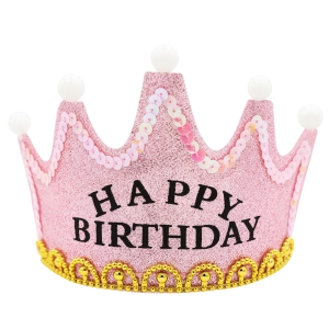 Korona ledowa różowa Happy Birthday