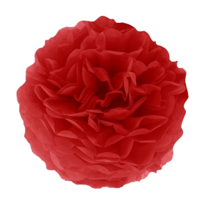 Pompon bibułowy, czerwony, 15 cm