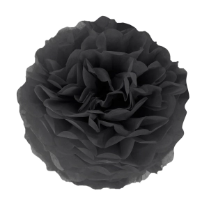 Pompon bibułowy czarny 15cm