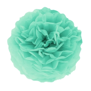 Pompon bibułowy, turkusowy, 15 cm