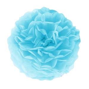 Pompon bibułowy, błękitny, 15 cm