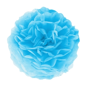 Pompon bibułowy, niebieski, 15 cm