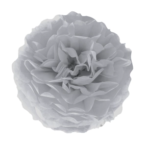 Pompon bibułowy, szary srebrny, 15 cm