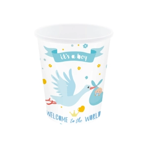 Kubek Baby Shower Bocian niebieski 220ml 6szt.