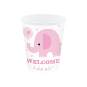 Kubek Baby Shower Słonik różowy 220ml 6szt.