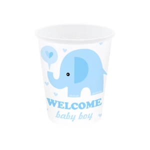 Kubek Baby Shower Słonik niebieski 220ml 6szt.