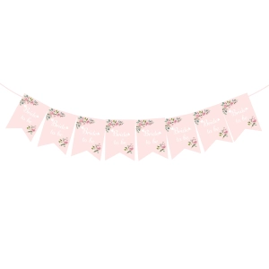 Baner na wieczór panieński Bride to be Kwiaty różowy 250cm