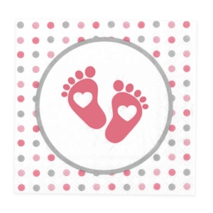 Serwetki Baby Shower Stópki różowe 10szt.