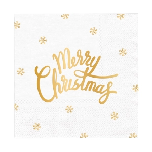 Serwetki Merry Christmas białe 10szt.