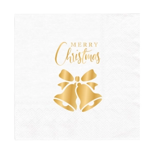 Serwetki Merry Christmas Dzwonki białe 10szt.