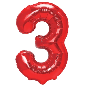 Balon foliowy cyfra 3 czerwony 40cm N