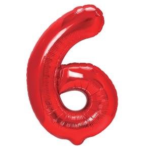 Balon foliowy cyfra 6 czerwony 40cm N