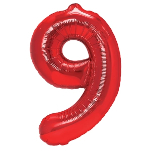 Balon foliowy cyfra 9 czerwony 40cm L