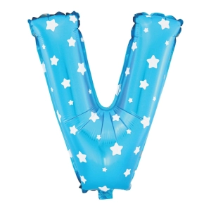 Balon foliowy Gwiazdki litera V niebieski 40cm L