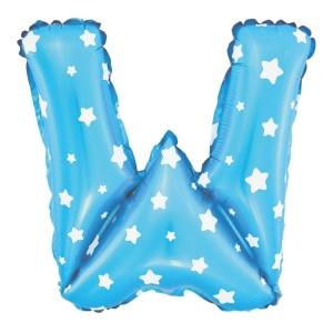 Balon foliowy Gwiazdki litera W niebieski 40cm L