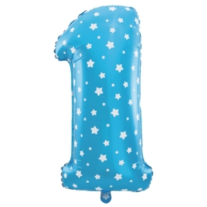 Balon foliowy Gwiazdki cyfra 1 niebieski 40cm N