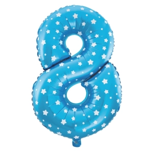 Balon foliowy Gwiazdki cyfra 8 niebieski 40cm N