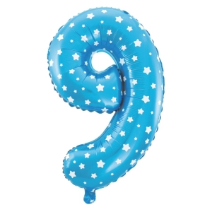 Balon foliowy Gwiazdki cyfra 9 niebieski 40cm N