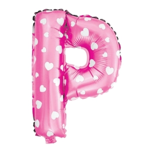 Balon foliowy Serduszka litera P różowy 40cm L