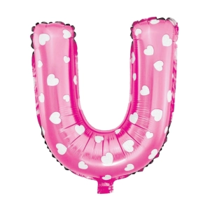 Balon foliowy Serduszka litera U różowy 40cm N