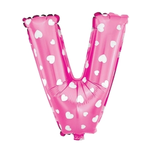 Balon foliowy Serduszka litera V różowy 40cm L
