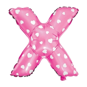 Balon foliowy Serduszka litera X różowy 40cm L