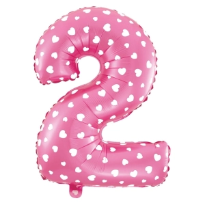 Balon foliowy Serduszka cyfra 2 różowy 100cm N