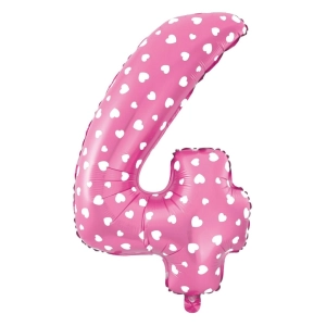 Balon foliowy Serduszka cyfra 4 różowy 100cm N