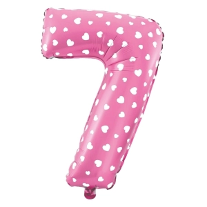 Balon foliowy Serduszka cyfra 7 różowy 100cm N