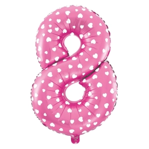 Balon foliowy Serduszka cyfra 8 różowy 100cm N