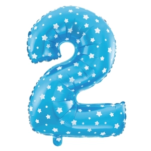 Balon foliowy Gwiazdki cyfra 2 niebieski 100cm N