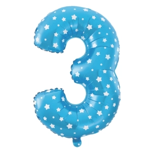 Balon foliowy Gwiazdki cyfra 3 niebieski 100cm N