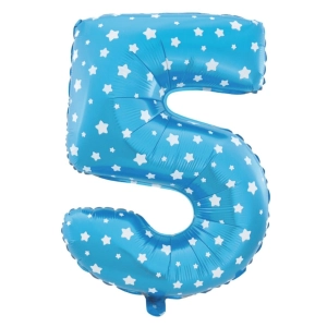 Balon foliowy Gwiazdki cyfra 5 niebieski 100cm N