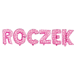 Balon foliowy napis ROCZEK różowe w serca N