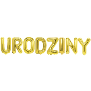 Balon foliowy napis URODZINY złoty N