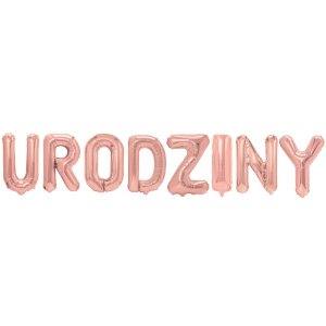 Balon foliowy napis URODZINY rose gold N