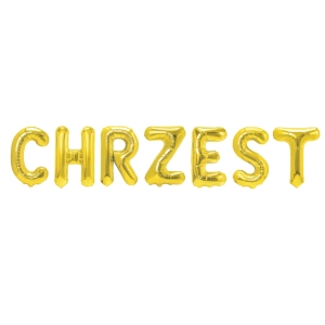 Balon foliowy napis Chrzest złoty zestaw N