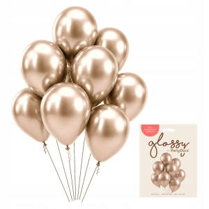 Balony chromowane Glossy szampańskie złoto 30 cm 10 szt PartyDeco