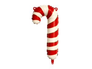 Balon foliowy do girland Cukrowa laska, 15,5x31 cm, biało-czerwona