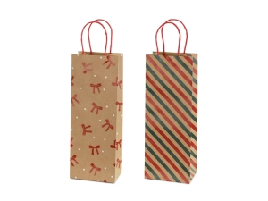Torebki prezentowe Paski i kokardy, 12.5x33.5x9 cm, kraft