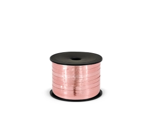 Wstążka plastikowa metalizowana 5mm/25m, różowe złoto