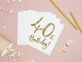 Serwetki papierowe 40th birthday białe 20szt.